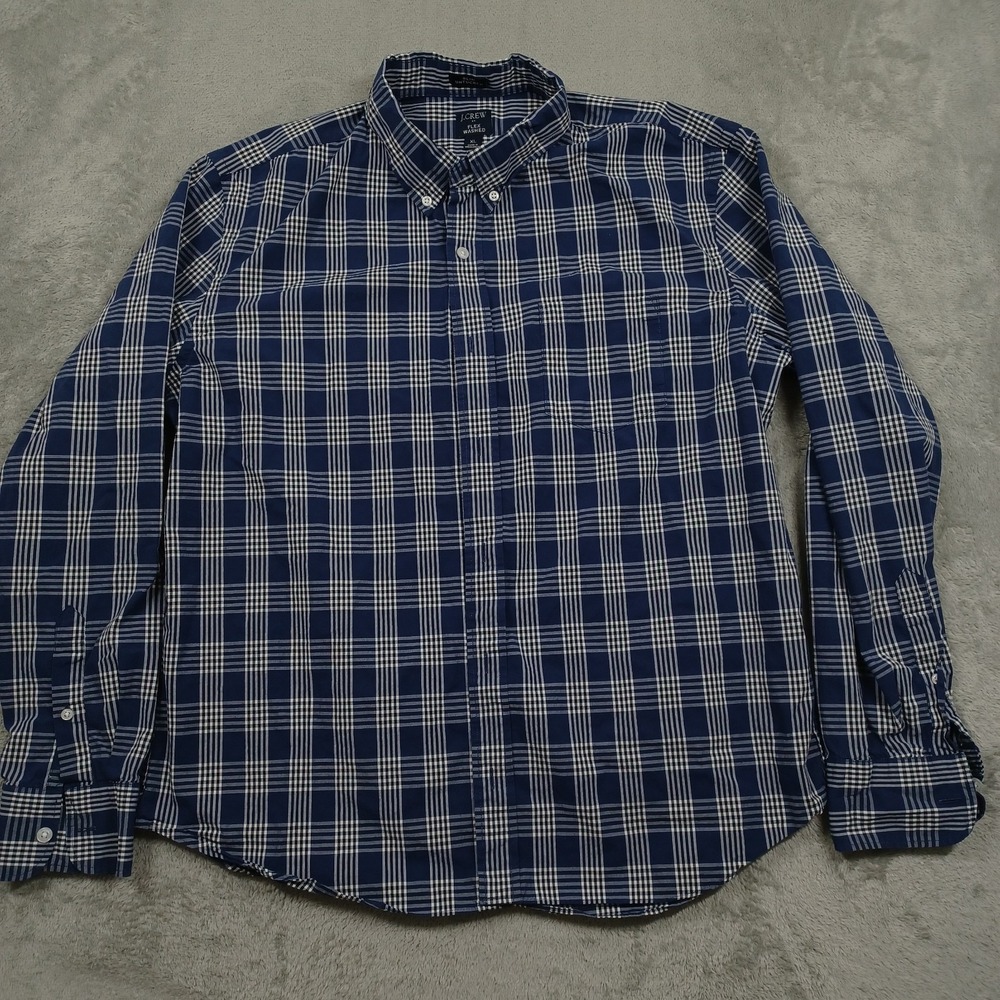 J Crew Shirt Mens XL Blue Plaid Slim Fit Untucked‎ Button Up Long Sleeve Preppy